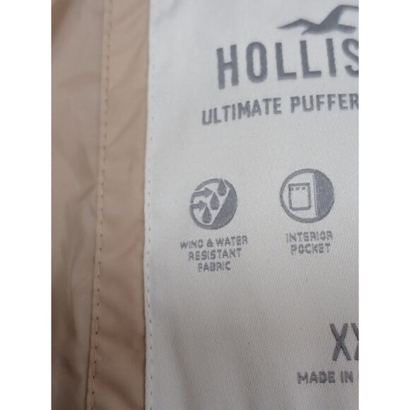 Hollister Ultimate Puffer Cropped Jacket XXL Camel Tan Windproof Packable Gorp - Picture 16 of 16
